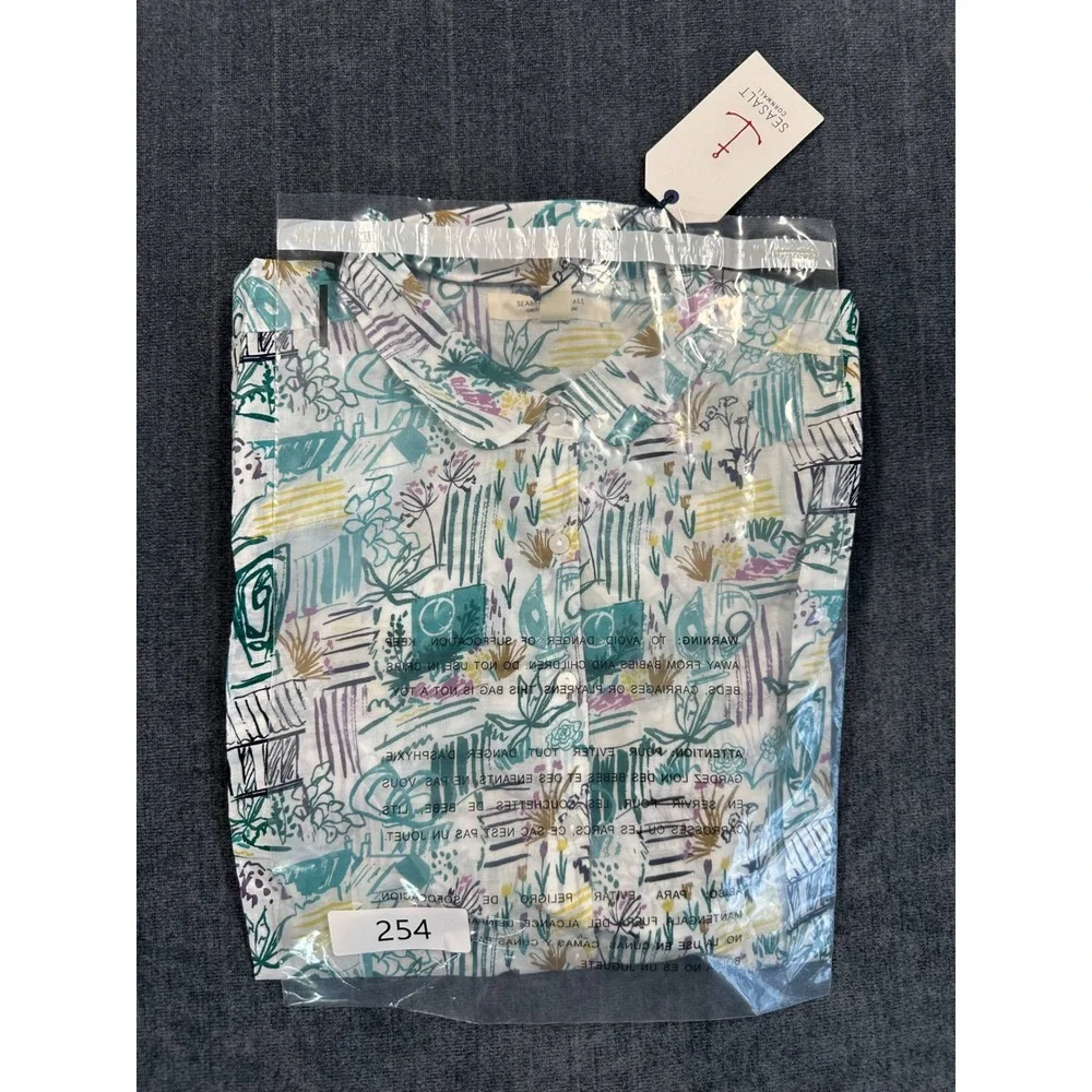 Seasalt Cornwall Rushmaker Shirt Organic Cotton Garden Studio Sketch Chalk US 10